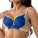 YooMee Push Up Bra for Women,Lace Bras with Underwire Cups,Comfort Padded T-Shirt Bra Add One Cup 34B
