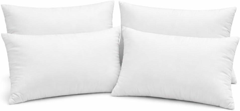12 x 20 Pillow Inserts Set of 4  Rectangular Cushion Forms with Resilient Polyester Fill, Soft Support for Sofa, Bed & Lumbar Covers