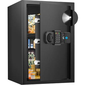 3.5 Cubic Large Fireproof Safe Box, Digital Safe with Alarm System, Removable Shelf and Mute Function, Digital Security Safes for Home, 12.5"D x 13.8"W x 19.7"H, Black
