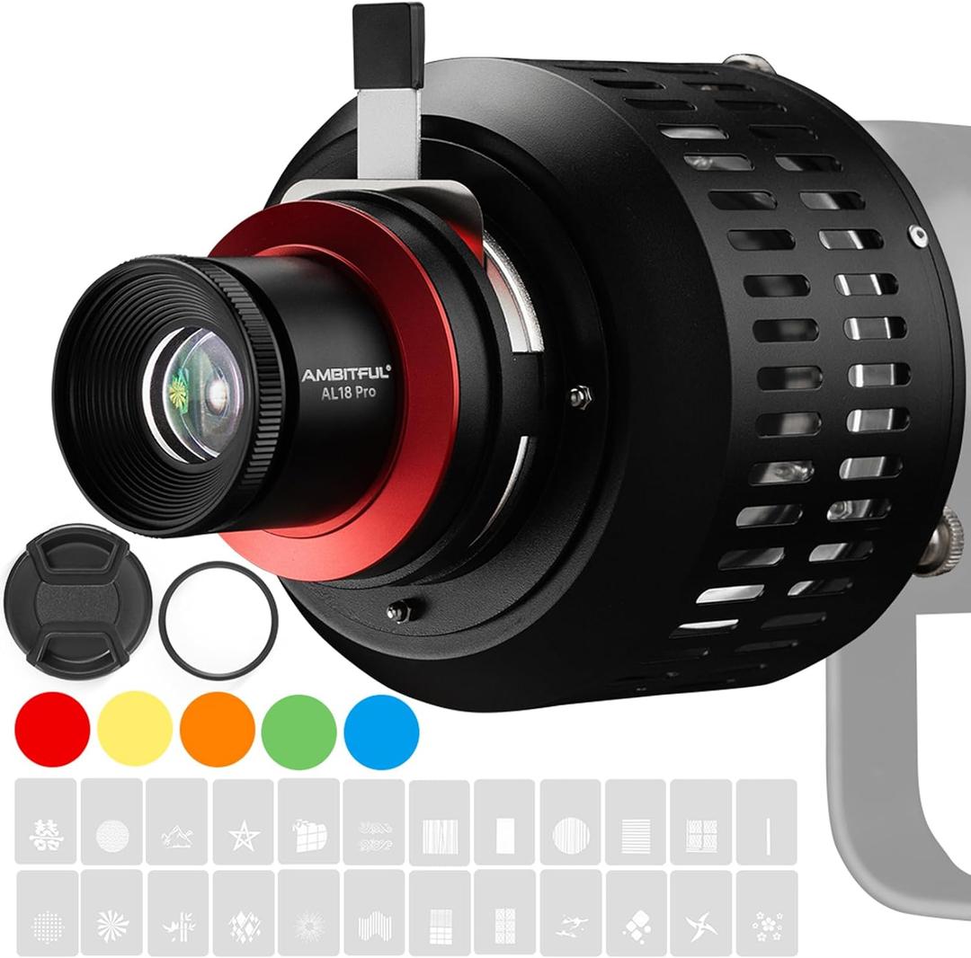 AMBITFUL AL-18 Pro Bowens Mount Conical Snoot Kit with 50mm Lens,Video Artist Modelling Shape Light Studio use for LED Video Light/Continuous Output Light