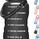 Water Bottles 1 / Half Gallon with Time Marker and Straw, Large Fitness Sports Motivational Bottle, Wide Mouth Leakproof and BPA Free for Travel, Gym,office,school