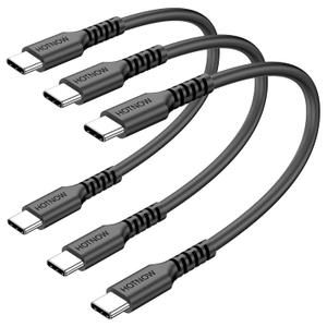 Short USB C to C Cable 0.5FT 3Pack, 6inch USB-C 60W Fast Charging Cords for iPhone 15 16, for Samsung Galaxy S25 S24 S23, Air 2020, iPad Pro, Power Bank and Other Type c Devices