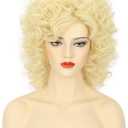 karlery Women Long Big Blonde Wave Curly Wig Retro Singer Cosplay Wig for Halloween Party Fashion Costume