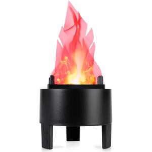 LED Fake Fire Flame Light 3D Flickering Fire Flame Electronic Flame Night Light Prop Simulated Flame Lamp Prop for Halloween Christmas Indoor Party Decoration, US Plug (Standard Flame)