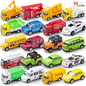 JOYIN 20PCS Die Cast Pull Back Cars, Metal Toy Cars, Car Toys Bulk, Vehicle Set for Toddlers, Kids Party Favors, Cake Toppers, Stocking Stuffers, Race Cars Toys for Boys, Christmas Grandkids Gifts