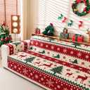 EVENHUG Christmas Couch Cover for for 3 Cushion Couch Festival Decorations Sofa Cover for Dogs Snow Washable Furniture Protector Cover with Non Slip and Elastic Straps for Pet Cat (Sofa)