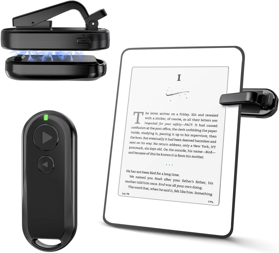 CoBak Remote Control Page Turner for Kindle - World's 1st Single-Clip Controlled Left/Right Flip for Paperwhite Colorsoft Ipad Reading Kobo Comics/Novels Taking Photos Camera Recording Remote Triggers (Dual Button(Backward/Forward ), Black)