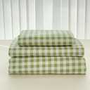 NSNLGSGC Sage Green Gingham Full Sheet Set, Soft Brushed Microfiber Plaid Full Bed Sheets, 4-Pieces Grid Sheet Set with Deep Pocket