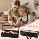 Ireer Mother's Day Mama Empty Flower Gift Box Cardboard Letter Shaped Fillable Box with Plastic Liners 50 Crystal Bouquet Pins 24 Gold Butterfly Decorations for Valentine Mom Birthday DIY(Black)