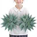 Velener Artificial Outdoor Blue Agave Plant - Small Size UV Resistant Fake Agave Plants for Indoor and Outdoor Decor(18 Inch)-2 Pack