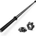 55" Weight Lifting Bar, 1" Standard Straight Barbell Bars for Weight lifting, Olympic Barbell Bar for Bench Press/Hip Thrusts/Squats/Lunges for Gym and Home, 2 Star Star-nuts (480lb Weight Capacity) (Black)