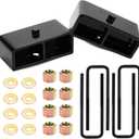 1" Rear Leveling Lift Block Kit w/Extra Long Square Leaf Spring U-Bolts Fit for 1988-1999 Chevy GMC K1500, 1995-1999 Tahoe Suburban 1500, 1999-2020 Chevy Silverado 1500 GMC Sierra 1500, Set of 2