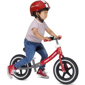 Radio Flyer Air Ride Balance Bike, Red, for Kids Ages 1.5-5, Pedal Free for Quick Learning, Rubber Air Tires, Adjustable Seat, Foot Rest, Ringing Bell, Kid & Toddler Balance Bikes