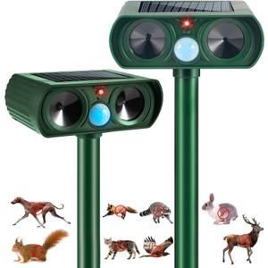 2 Pack 2025 Ultrasonic Animal Repeller Outdoor Deer Repellent Devices Rabbit Deterrent for Yard Cat Repellent Solar Animal Repeller with Motion Sensor to Scare Away Squirrel Dog Racoon Rodent Skunk