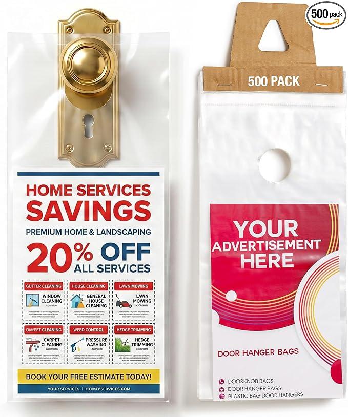 500 Plastic Door Hanger Bags 6x12 Clear Waterproof And Secure