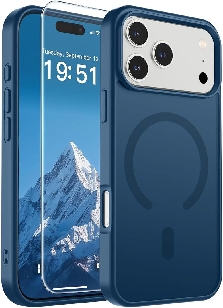 SUPFINE Magnetic for iPhone 17 Pro Max Case (Compatible with MagSafe)(Military Grade Drop Protection) Translucent Matte Shockproof with Anti-Fingerprint Phone Cover 2025,Deep Blue