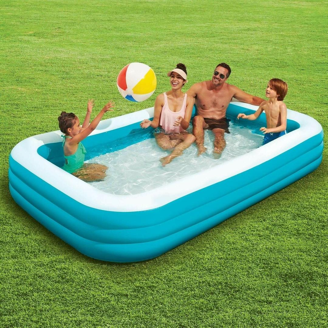 Play Day Inflatable 10 Ft Family Swimming Pool, Rectangular, 120"x 72"x 22"