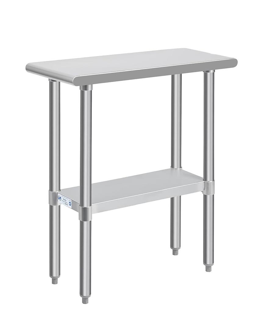 Hally Stainless Steel Table for Prep & Work 30 x 12 Inches, NSF Commercial Heavy Duty Table with Undershelf and Galvanized Legs for Restaurant, Home and Hotel