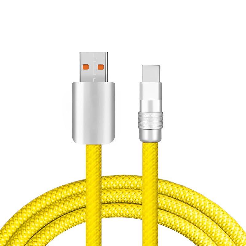 Rainbow Chubby - Colorful Chubby Cable Gradual Durable Charger Cable USB-C to USB A Cable Nylon Braided Fast Charging Data Cord for Phone, Yellow, USB-A to Type-C, 6.6 FT