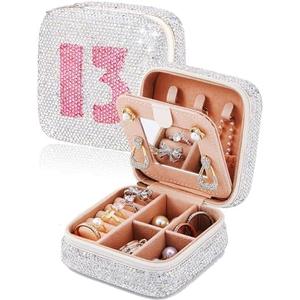 EVOCMEMO Handmade Bling Jewelry Box, Gift for 13th Birthday Girls, Valentines, Christmas, Birthday and Graduation Gifts for Besties, Kids, Niece, Granddaughter and 13 Years Old Teens