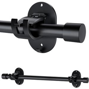 Curtain Rods for Windows No Drilling 30 to 120 Inch, 5/8 Inch Splicing Drapery Rods, No drill Curtain Rod Set with 3M Self Adhesive Curtain Rod Brackets for Indoor/Outdoor, Kitchen, Black, 30"-120"