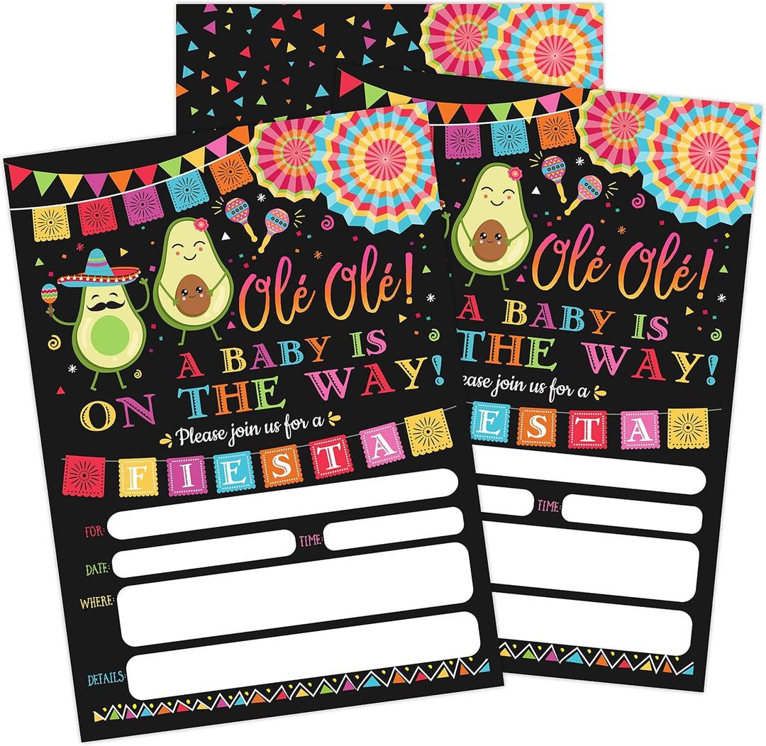 Your Main Event Prints Fiesta Baby Shower Invitation - Taco Baby Shower - Invite - Gender Reveal Fiesta Invitation - 20 Fill-in Invitations and Envelopes