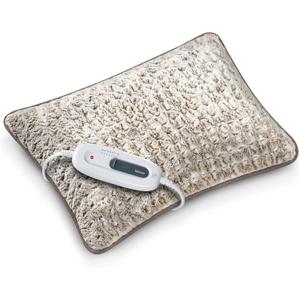 Beurer UHP48N Lux Heated Body Pillow, Lumbar Support Pillow for Back Pain Relief, Microplush Heated Pillow with 6 Temperature Settings and Auto Shut-Off, Back Pillow for Sore Muscles, Grey