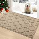 Timo Indoor Doormat, Front Door Mat 36"x59" Absorbent Rubber Backing Non Slip Door Mats, Machine Washable Resist Dirt Low Profile Rugs for Entryway, Front Door Rugs Indoor for Muddy Wet Shoes, Beige