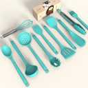 Silicone Cooking Utensils Set - 600F Heat Resistant, Nonstick Kitchen Utensil Set with Spatulas, Spoons, Whisk, Tongs, BPA Free, Dishwasher Safe (Teal)