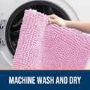 OLANLY Dog Door Mat for Muddy Paws 47x24, Absorbs Moisture and Dirt, Absorbent Non-Slip Washable Doormat, Quick Dry Chenille Mud Mat for Dogs, Entry Indoor Entryway Carpet for Inside Floor, Pink