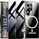 Magnetic Case for Samsung Galaxy S25 Ultra with 2 Privacy Screen Protector [Compatible with MagSafe],Non-Yellowing Shockproof Protective Phone Case for Galaxy S25 Ultra,Clear