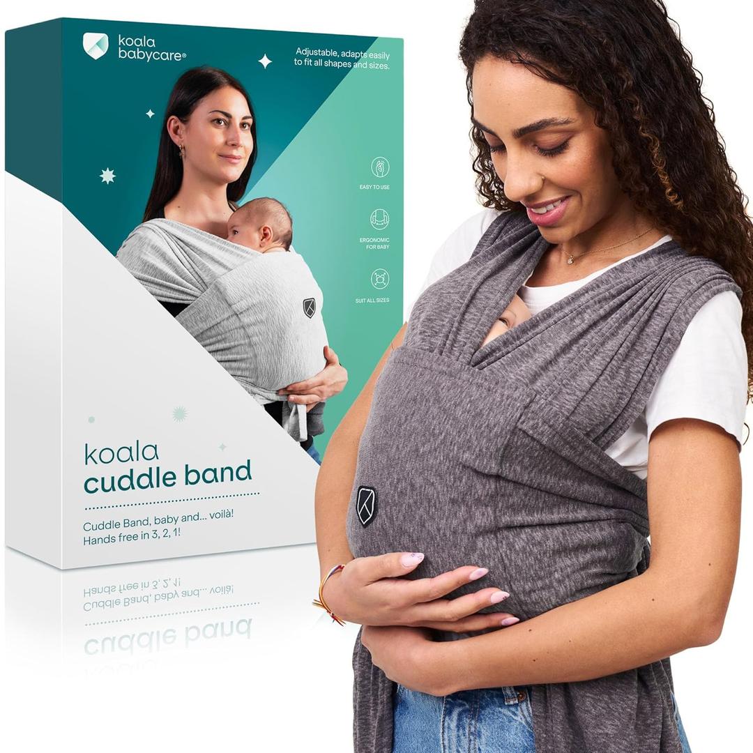 Koala Babycare Baby Carrier Wrap, Easy to Wear As a T-Shirt - Original Baby Carrier Newborn to Toddler - Sling One Size Fits All - Baby Wraps Carrier Up to 22lbs, Anthracite