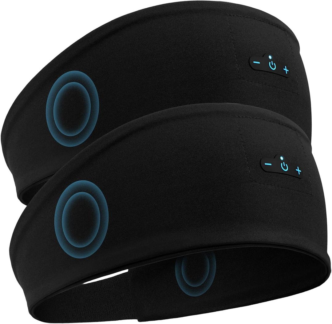 Sleep Headphones Bluetooth Headband for Side Sleeper 2 Pack, 17H Playtime, Wireless Headband Headphones with HD Stereo Speakers for Workout,Running,Yoga, Ideal Gifts for Men, Women, Teens, Black  2