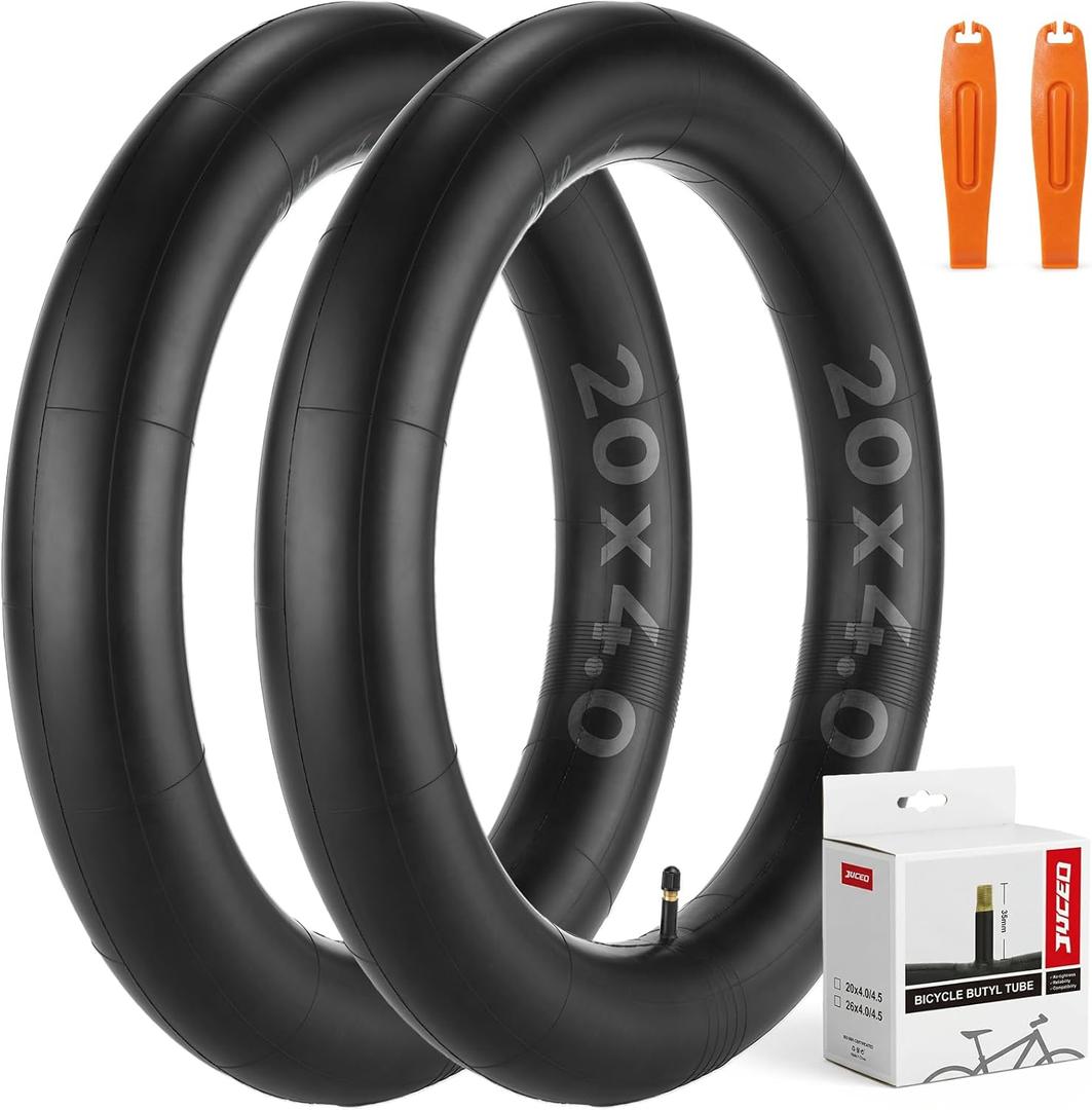 2-Pack 26x4.0, 20x4.0 Fat Bike Inner Tubes with 2 Tire Levers, Standard Butyl Rubber Bicycle Tubes, Schrader Valve Ideal for Fat Tire Electric Bikes