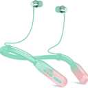 Lecefty Neckband Bluetooth Headphones, 200H Extra Long Playtime Wireless Stereo Neckband Earbuds with Microphone, Waterproof Balanced Armature Drivers in Ear Headset for Sports/Workout (Pink Green)