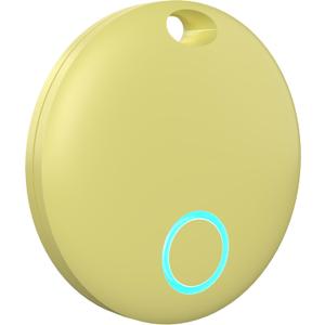 Smart Tracker Tags, Bluetooth Luggage Tracker with Keychain, Compatible with iOS Find My app, Item Locator for Key, Wallet, Suitcase, Bags, IP67 Waterproof, Battery Include (1-Pack, Yellow)