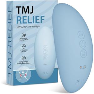 TMJ Relief Products Jaw, TMJ Relief Massager, Ergonomic TMJ Massage Tool - Gentle Vibrations and Heat for Pain Relief, Tension, and Stiffness (Blue)