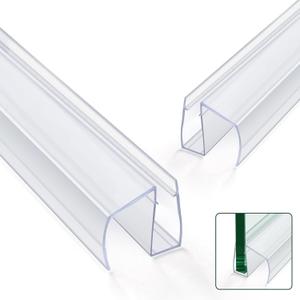Shower Door Bottom Seal Strips 2PCS, 36 Inch Length PVC Clear Seal Strips with Drip Rail for 3/8"(10mm) Thick Frameless Glass Door, to Stop Water Leak