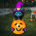 Poptrend Inflatable Halloween Decorations,4.0 FT Inflatable Black cat & Pumpkin Outdoor Halloween Blow Up Yard Decorations Internal LED Lights Holiday Decoration Home Garden