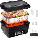 100W Cordless Heated Lunch Box, 45W Fast Charging22000mAh Rechargeable Electric Lunch Box for Adults - 6.5 Cups Portable Food Warmer with 24H Scheduled Heating, for Work, Office, Outdoor(Black)