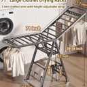 Mimiblack Clothes Drying Rack Foldable, 3 Tier Large Laundry Dryer Stand, Heavy Duty Metal Clothes Airer Dryer Rack with Wheels For Clothing& Bedding &Towels, Indoor & Outdoor Use, 70.8"L17.7"W Gray, 70.8'' Large Outdoor Windproof Clothes Airer Stand