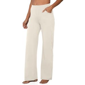 VOOVEEYA Wide Leg Pants for Women, Yoga Pants with Pockets High Waist Casual Straight Dress Pants Petite/Tall/Regular, M