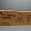 COSYLAND Foldi Foldable Toddler Kitchen Stool Helper - Adjustable Height Toddler Standing Tower with Net & Safety Feet, IF Award-Winning Wooden Learning Step Tower for Kids 18M-6Y, Black & Natural