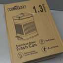 CEROELDA Small Trash Can with Lid-5L/1.3 Gal,Stainless Steel Outdoor Dog Poop Garbage Can-Farmhouse Retro Metal Waste Bin w/Step Pedal for Bathroom Bedroom Office-Soft Close-Black