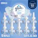 Glade PlugIns Refills Air Freshener, Scented and Essential Oils for Home and Bathroom, Clean Linen, 6.7 Fl Oz, 10 Count