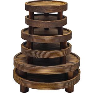 6 PCS 5/6/8 Inch Wooden Risers for Display Wood Pedestal Stand Round Mini Tray Stand Rustic Riser Tray Tiered Tray Decor for Party, Wedding, Birthday, Baby Shower,Home Dcor