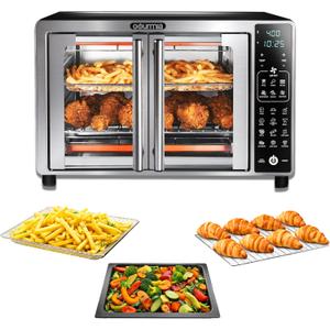 Gourmia Air Fryer French Door Toaster Oven - 6-Slice Capacity, LED Display with 19 Cooking Presets, Stainless Steel