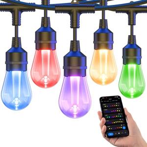 XMCOSY+ Smart Outdoor String Lights, 98Ft Patio Lights Waterproof, App Control, Compatible with Alexa, RGBCWIC Color Changing LED String Light for Outside