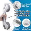 LEVERLOC Grab Bars for Bathtubs and Showers 2 Pack Suction Grab Bar, Heavy Duty 12 Inch Shower Handle Removable Bath Handrails for Seniors and Elderly, Bathroom Safety Grip No Drilling Waterproof Grey (Gray)