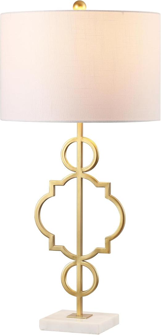 JONATHAN Y JYL3026A July 31" Metal LED Table Lamp Modern Contemporary Bedside Desk Nightstand Lamp for Bedroom Living Room Office College Bookcase LED Bulb Included, Gold/White